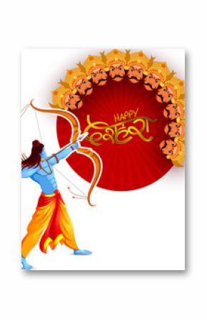 Lord Rama killing Ravana in Happy Dussehra festival of India