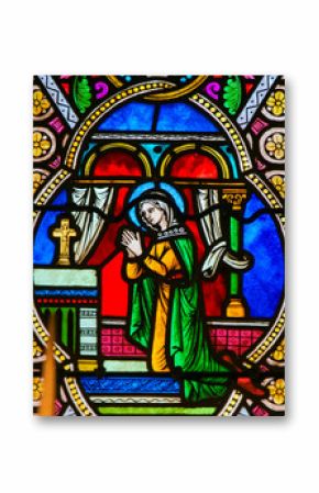 Stained Glass in Monaco Cathedral - Mother Mary in Prayer