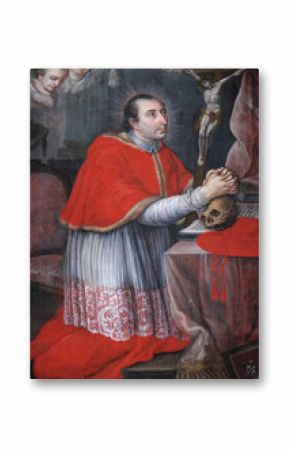 Saint Charles Borromeo, altarpiece in Cistercian Abbey of Bronbach in Reicholzheim near Wertheim, Germany