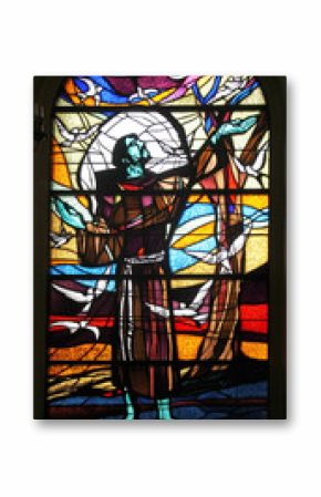 Saint Francis of Assisi, stained glass window in Saint Nicholas church in Cakovec, Croatia