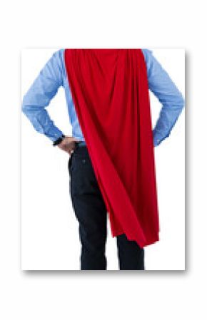 Businessman wearing red cape