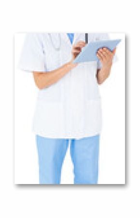 Pretty nurse using tablet pc
