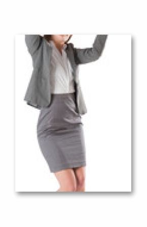 Businesswoman pushing up with hands