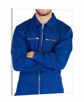 Smiling mechanic in boiler suit with folded arms