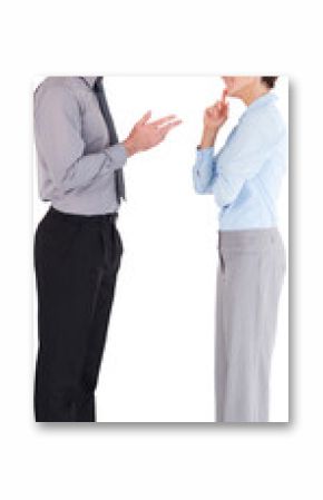 Managers talking to each other against white background