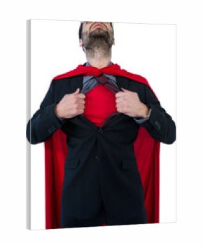 Businessman pretending to be super hero