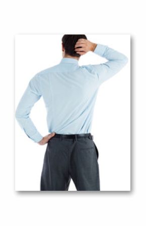 Thinking businessman with hand on head