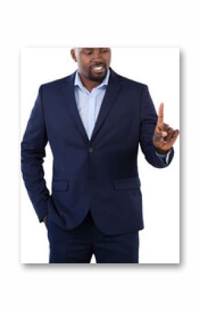 Classy businessman pointing his finger while talking