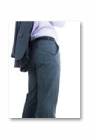 Digital png photo of happy asian businessman turning around on transparent background