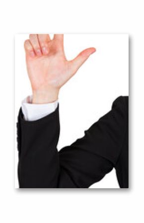 Digital png photo of hand of caucasian businessman on transparent background
