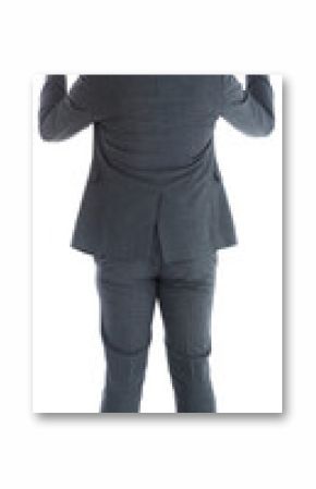 Digital png photo of back view of angry asian businessman standing on transparent background