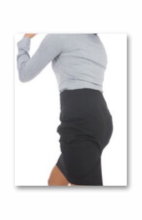 Digital png photo of back view of angry biracial businesswoman standing on transparent background