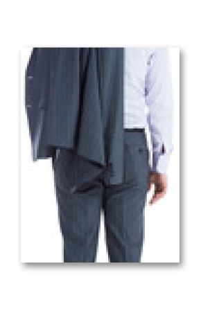 Digital png photo of back view of biracial businessman standing on transparent background