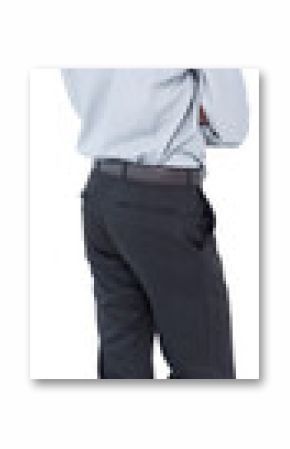 Digital png photo of back view of biracial businessman looking ahead on transparent background