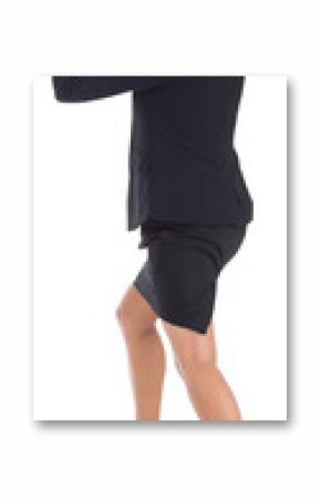 Digital png photo of back of angry biracial businesswoman on transparent background