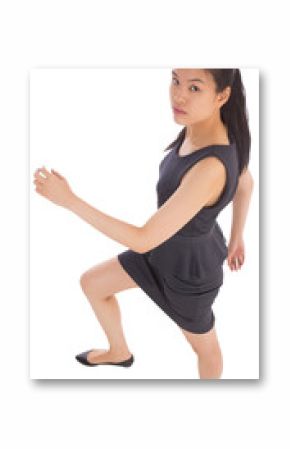 Digital png photo of asian businesswoman walking on transparent background