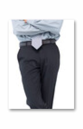 Digital png photo of happy biracial businessman standing with folded arms on transparent background