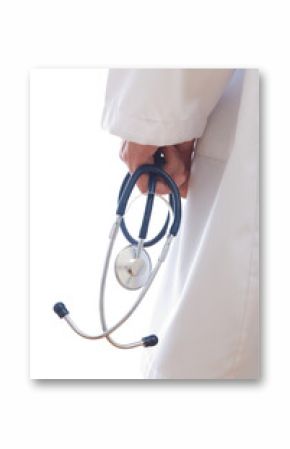 medical doctor with cardio sttethoscope on white background