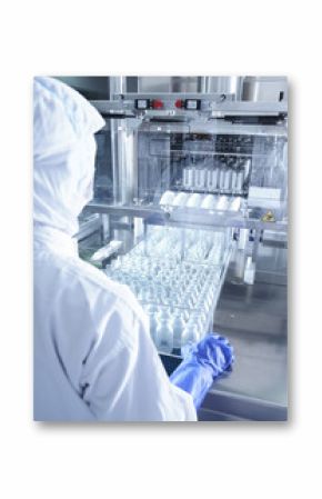 A worker working with sterile equipment