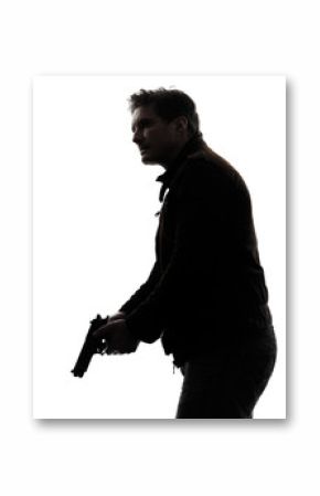 man killer policeman holding gun silhouette