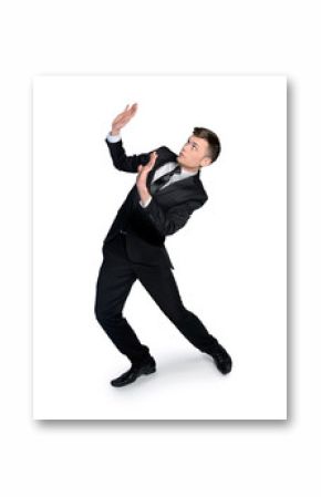 Man with hands up