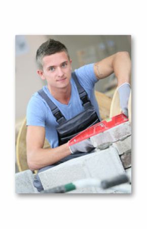 Young man in masonry professional school