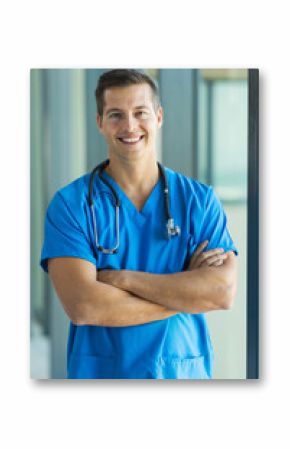 young medical intern standing in hospital