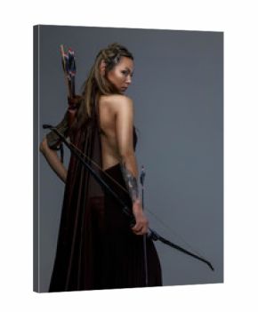 Fighter woman in armor witj bow