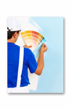 painter man looking a color palette