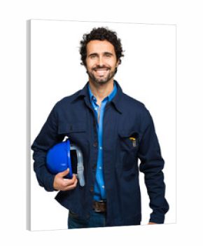 Engineer portrait isolated on white