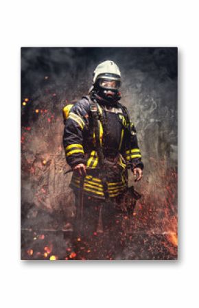 Rescue man in firefighter uniform.