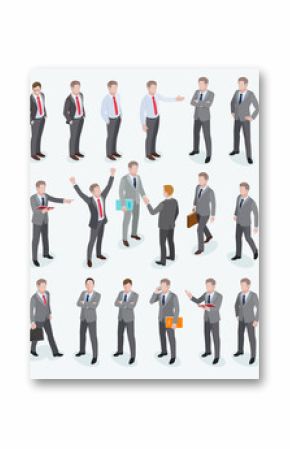 Group of business man isometric design. Vector illustrations.