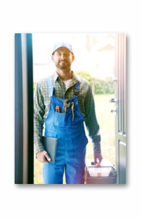 Portrait of handsome worker, service man, plumber or electric