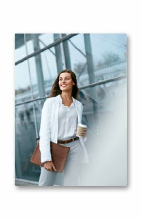 Beautiful Woman Going To Work With Coffee