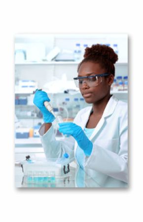 African-american scientist working in laboratory