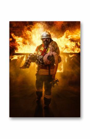 Feuerwehrmann rettet ein Kind