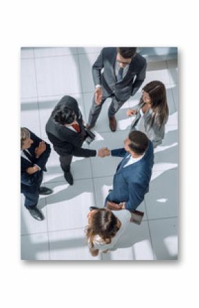 from the top view. business meeting partners