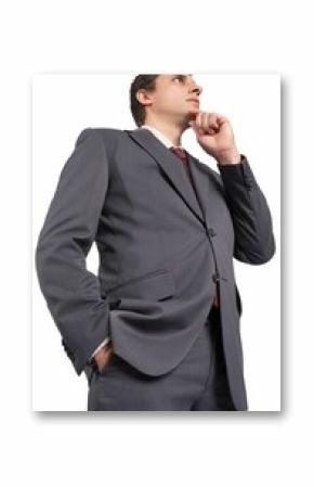 Thoughtful businessman with hand on chin