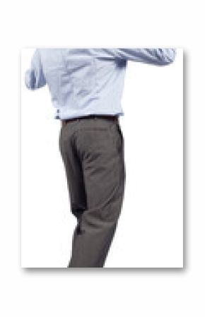 Businessman posing with hands up