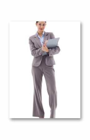 Portrait of a brunette businesswoman taking notes