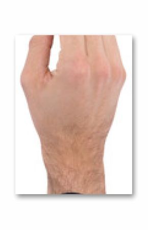 Hand of a businessman writing with a white chalk