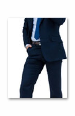 Portrait of businessman standing talking on smart phone 