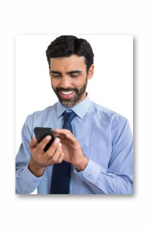 Smiling businesswoman using phone
