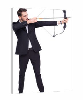 Businessman shooting a bow and arrow