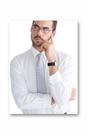 Portrait of a businessman with glasses thinking 