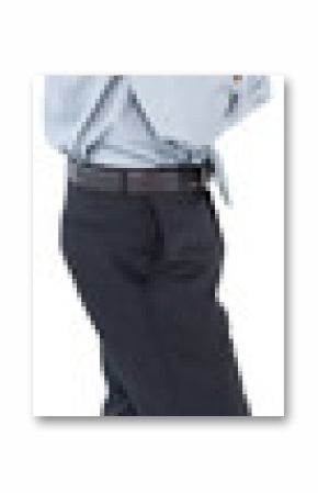 Digital png photo of sad asian businessman looking down on transparent background