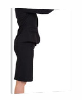 Digital png photo of serious asian businesswoman showing index finger on transparent background