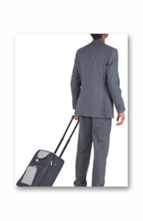 Digital png photo of back view of biracial businessman standing on transparent background