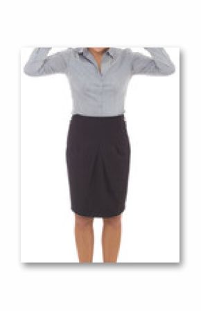 Digital png photo of angry biracial businesswoman on transparent background