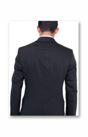Digital png photo of back of biracial businessman on transparent background